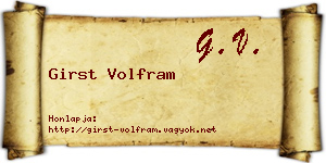 Girst Volfram névjegykártya